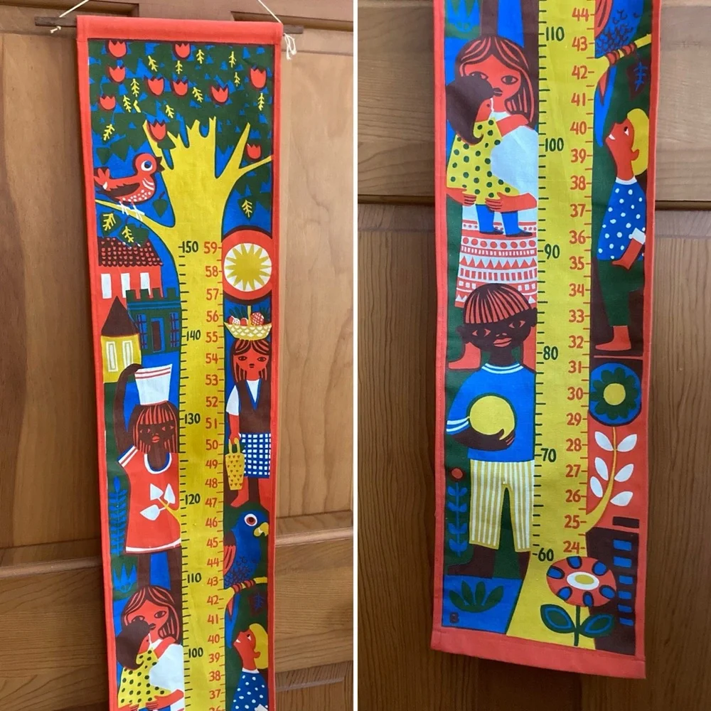 Vtg Mid Century Diseno Barbara Venezuela Children’s Growth Chart Wall Hanging